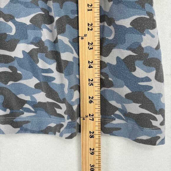 Belle Kim Gravel Pullover Top Size XL Blue Camouflage Zip Neckline Elbow Sleeve - Picture 9 of 10
